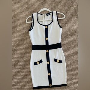 Balmain | Dresses | Balmain White And Black Dress | Poshmark